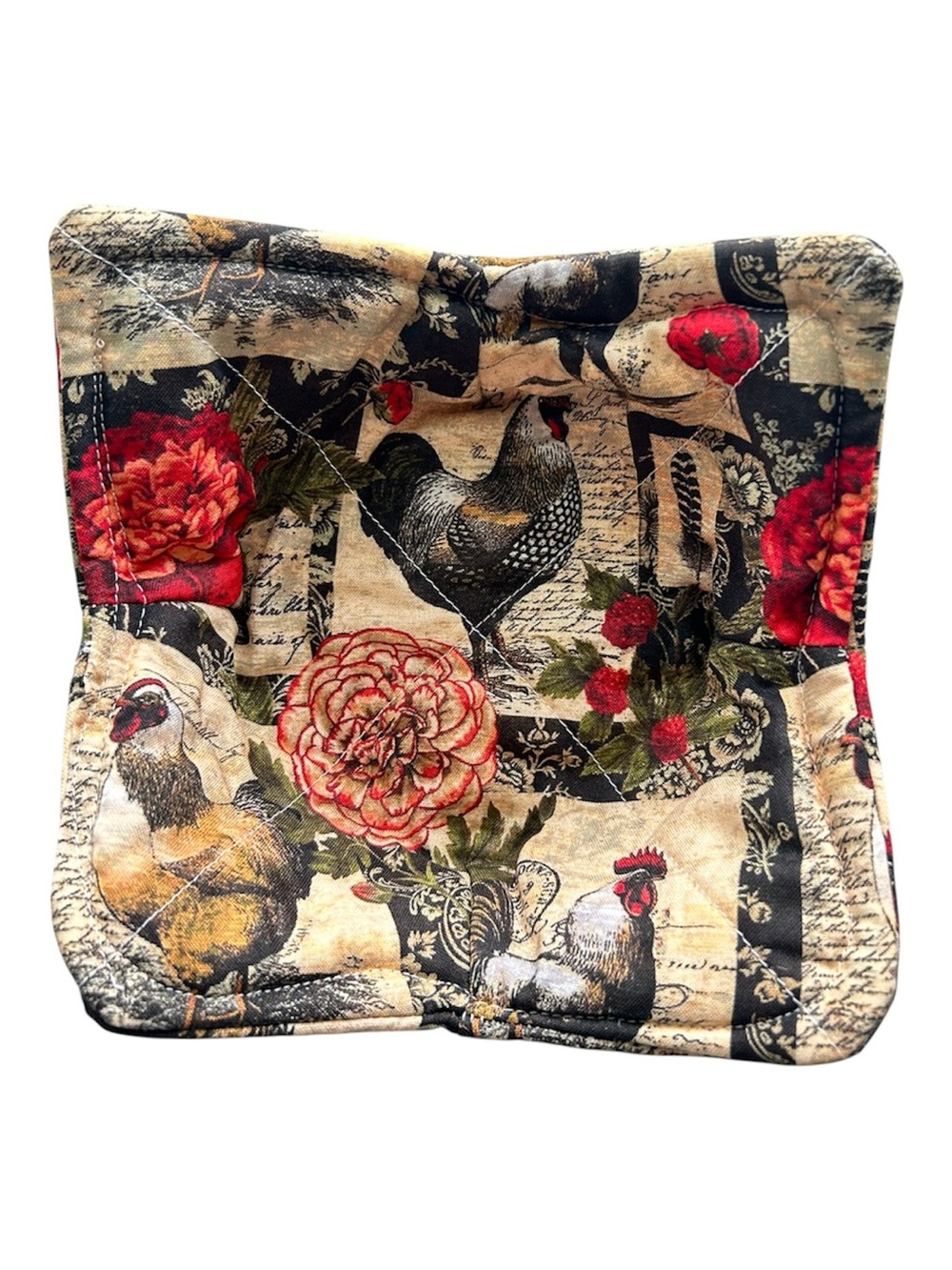 Hand Crafted Farmhouse Chickens Microwave Bowl Cozy 100% Cotton - Picture 6 of 9
